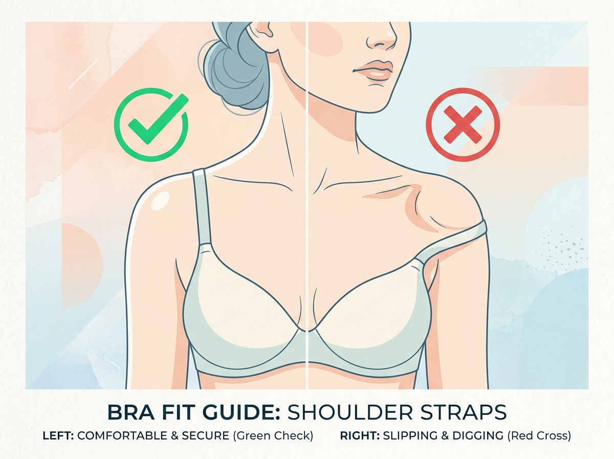 Bra Strap Fit Visual Guide: Comfortable vs Slipping or Digging